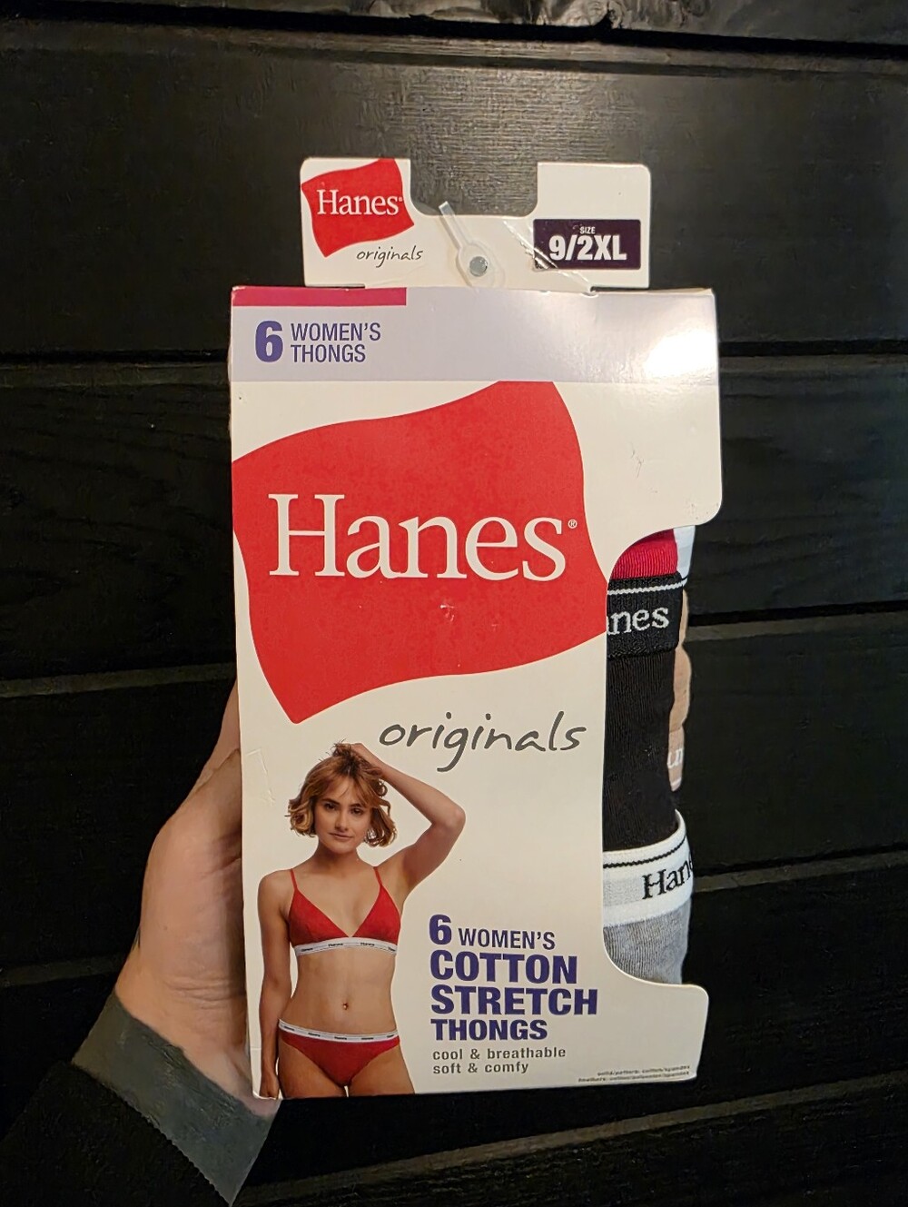 Hanes Women’s Cotton Stretch Thongs - Pack Of 6 (Size 9/2XL)